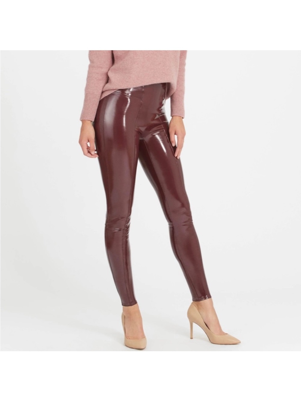 SPANX Faux Patent Leather Leggings Ruby - Picture 13 of 14